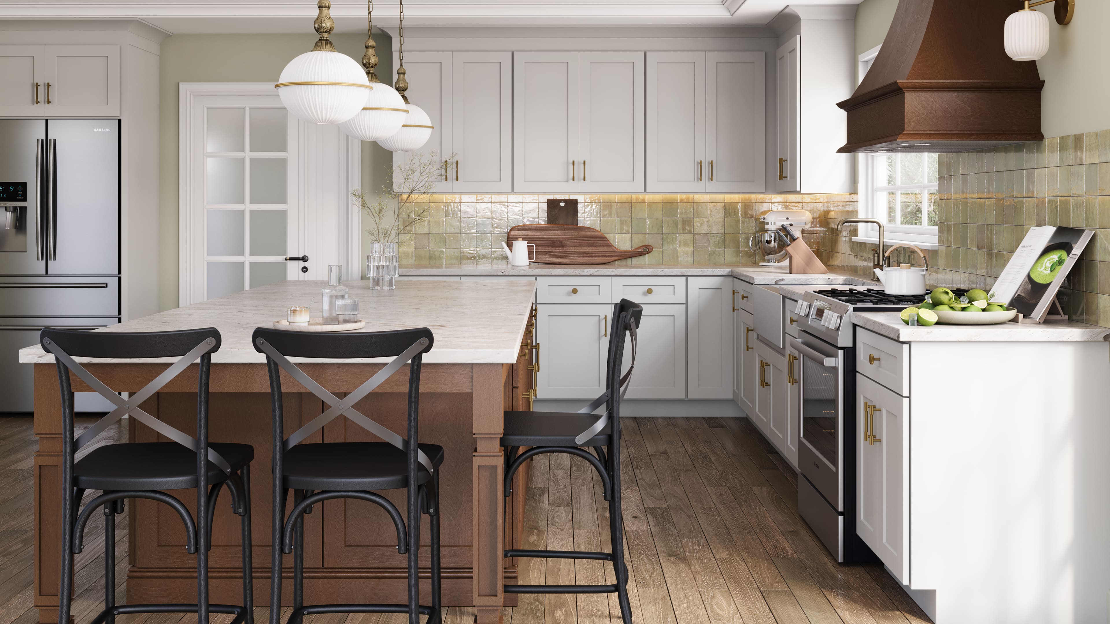 Antique Shaker cabinet — aged classic kitchen look